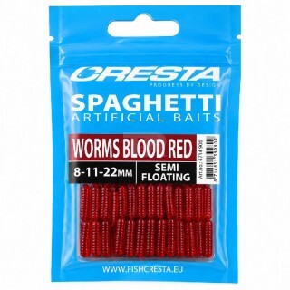 Cresta Spaghetti Worms Blood Red 8-11-22mm – Полуплаваща Изкуствена Стръв