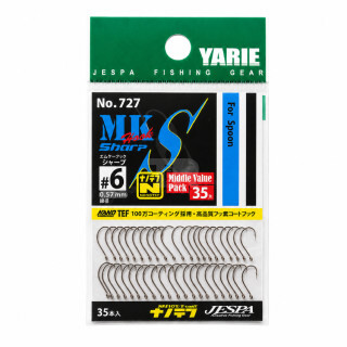 Единични Куки Без Контра Yarie 727 MK Hook Sharp Nanotef Middle Pack #6 – 35 бр.