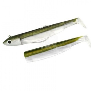Fiiish Black Minnow No1 Combo Jig Head 6g + 2 Lure Bodies 7cm Kaki