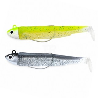 Fiiish Black Minnow No1 Double Combo 2 Jig Heads 4.5g 2 Lure Bodies 7cm Lime Juice Silver Strike