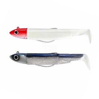 Силиконова примамка Fiiish Black Minnow No1 Double Combo 7cm 6g White Red Head / Electric Blue