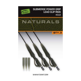 Готов монтаж FOX EDGES™ Naturals Submerge Power Grip Lead Clip Leaders 40 lb