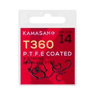 Куки без контра KAMASAN T360 Barbless Eyed PTFE Coated