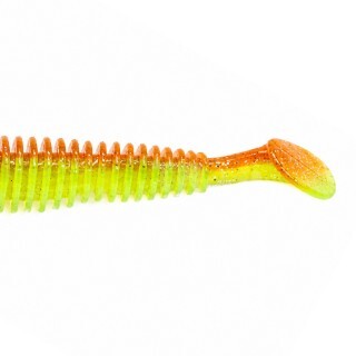 Reins Bubbling Shad 3.0 B49 Chika Orange Chartreuse Silver Glitter 76mm 6pcs