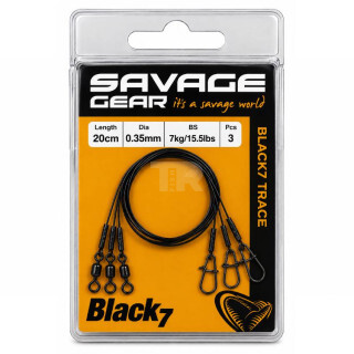 Метален Повод Savage Gear Black7 Trace 20 cm – 0.35 mm / 7 kg – 3 бр.