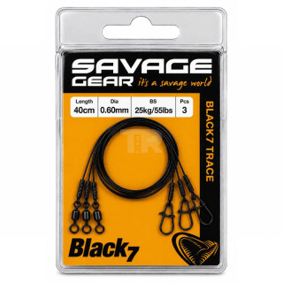 Метален Повод Savage Gear Black7 Trace 40 cm – 0.60 mm / 25 kg – 3 бр.