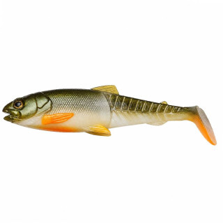 Силиконова примамка Savage Gear Craft Cannibal Paddletail 10.5 cm 12 g – Olive Pearl Hot Orange 